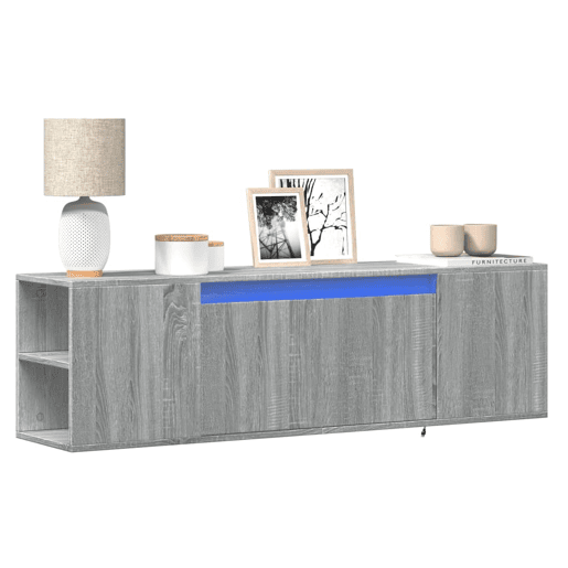 Móvel de parede p TV - Armário de TV cluzes LED 135x31x39,5cm cinzento sonoma