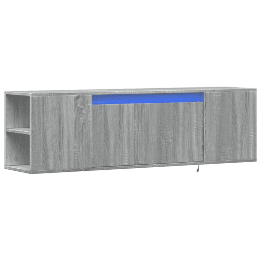 Móvel de parede p TV - Armário de TV cluzes LED 135x31x39,5cm cinzento sonoma