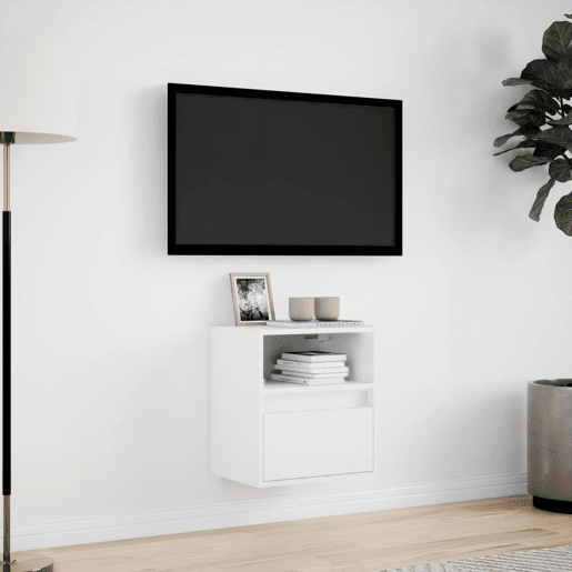 Móvel de parede para TV - Armário de TV com luzes LED 41x31x45 cm branco
