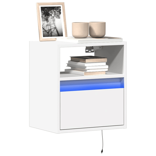 Móvel de parede para TV - Armário de TV com luzes LED 41x31x45 cm branco