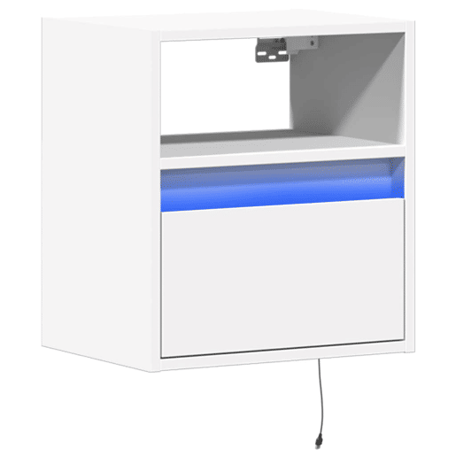 Móvel de parede para TV - Armário de TV com luzes LED 41x31x45 cm branco