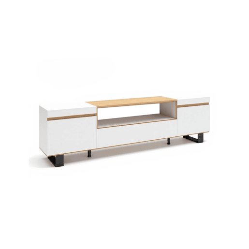 Mesa de TV Kavos Up Blanco - Roble Nude 203 x 57 x 34,6 cm