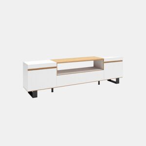 Mesa de TV Kavos Up Blanco - Roble Nude 203 x 57 x 34,6 cm