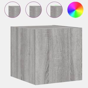 Móvel de parede p TV - Armário de TV c luzes LED 30,5x35x30cm cinzento sonoma