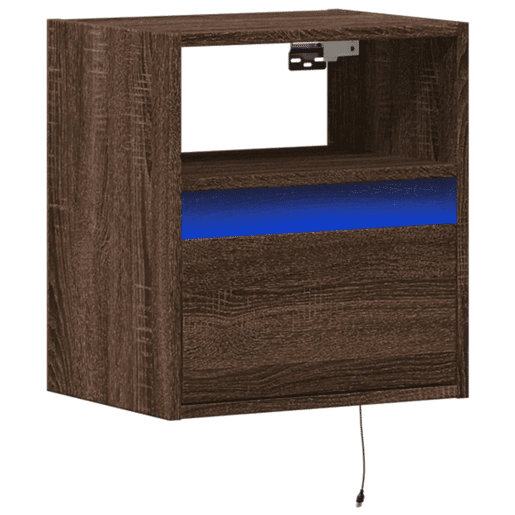 Móvel de parede p TV - Armário de TV c luzes LED 41x31x45cm carvalho castanho