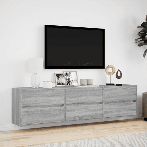 Móvel de parede p TV - Armário de TV c luzes LED 180x31x45 cm cinzento sonoma