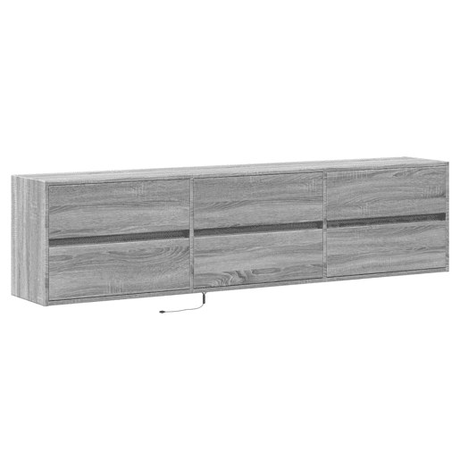 Móvel de parede p TV - Armário de TV c luzes LED 180x31x45 cm cinzento sonoma