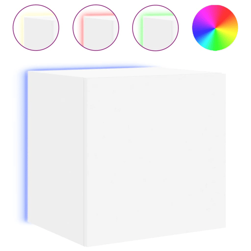 Móvel de parede para TV - Armário de TV com luzes LED 40,5x35x40 cm branco