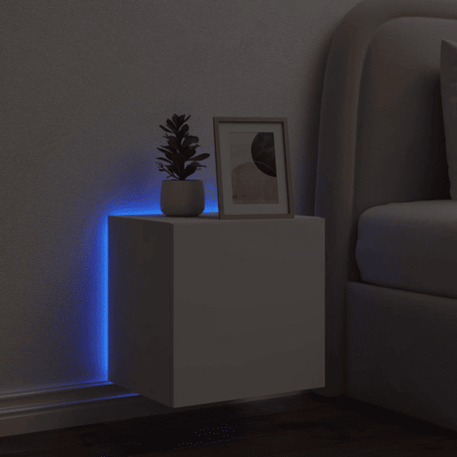 Móvel de parede para TV - Armário de TV com luzes LED 40,5x35x40 cm branco