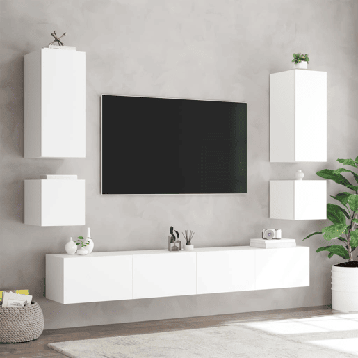 Móvel de parede para TV - Armário de TV com luzes LED 40,5x35x40 cm branco
