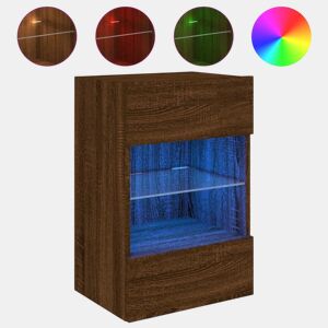 Móvel parede p TV - Armário TV c luzes LED 40x30x60,5cm carvalho castanho