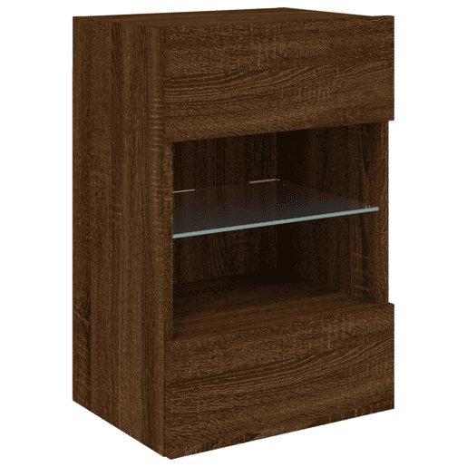 Móvel parede p TV - Armário TV c luzes LED 40x30x60,5cm carvalho castanho