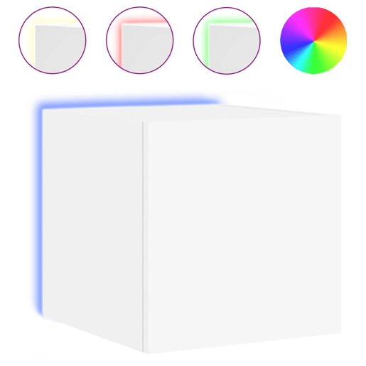 Móvel de parede para TV - Armário de TV com luzes LED 30,5x35x30 cm branco