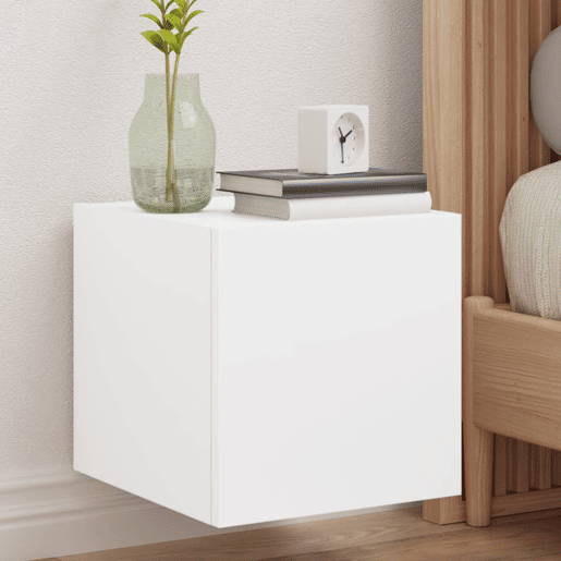 Móvel de parede para TV - Armário de TV com luzes LED 30,5x35x30 cm branco