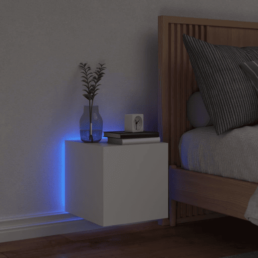 Móvel de parede para TV - Armário de TV com luzes LED 30,5x35x30 cm branco