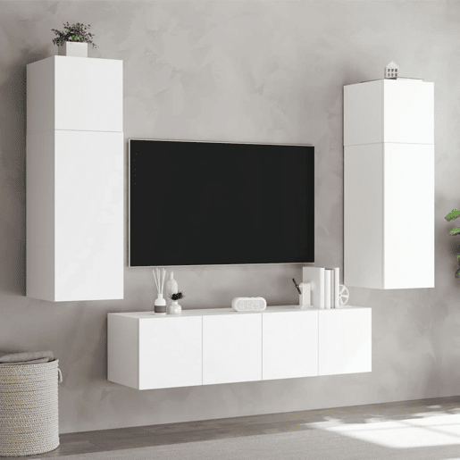 Móvel de parede para TV - Armário de TV com luzes LED 80x35x31 cm branco
