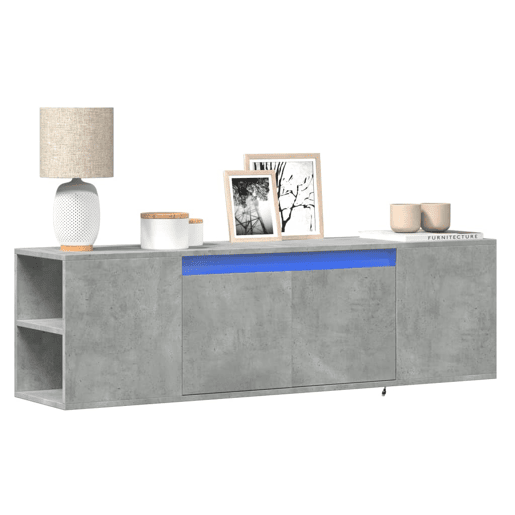 Móvel de parede pTV - Armário de TV cluzes LED 135x31x39,5cm cinzento cimento