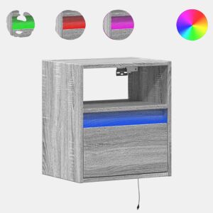 Móvel de parede p TV - Armário de TV c luzes LED 41x31x45 cm cinzento sonoma