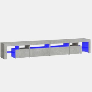 Móvel de TV - Modulo de TV - Armário de TV com luzes LED 260x36,5x40 cm cinzento cimento
