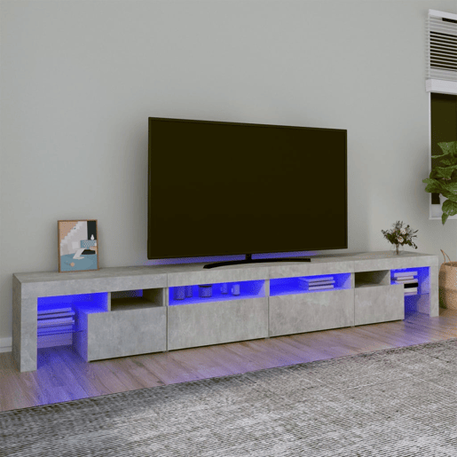 Móvel de TV - Modulo de TV - Armário de TV com luzes LED 260x36,5x40 cm cinzento cimento