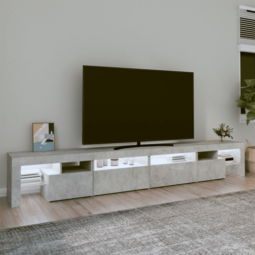 Móvel de TV - Modulo de TV - Armário de TV com luzes LED 260x36,5x40 cm cinzento cimento