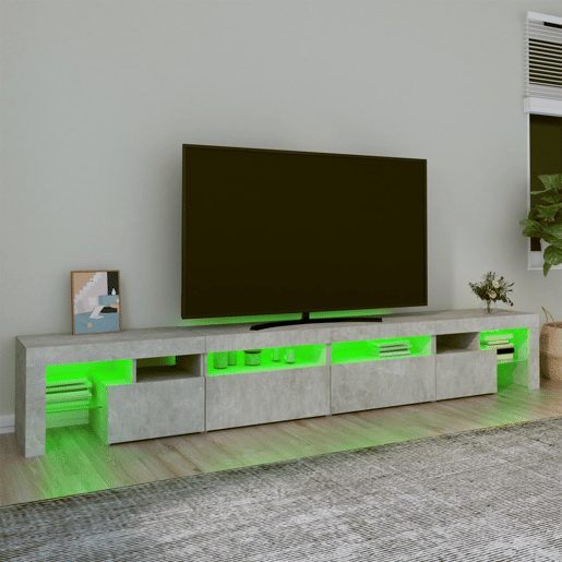 Móvel de TV - Modulo de TV - Armário de TV com luzes LED 260x36,5x40 cm cinzento cimento