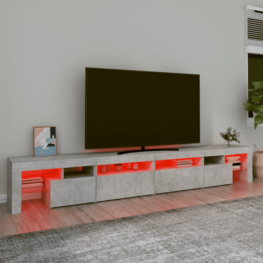 Móvel de TV - Modulo de TV - Armário de TV com luzes LED 260x36,5x40 cm cinzento cimento