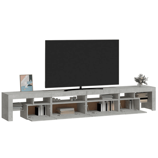 Móvel de TV - Modulo de TV - Armário de TV com luzes LED 260x36,5x40 cm cinzento cimento