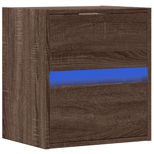 Móvel de parede p TV - Armário de TV c luzes LED 41x31x45cm carvalho castanho