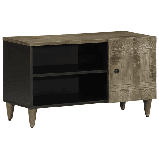 Móvel TV - Modulo de TV - Armário de TV cinzento claro 80x31,5x46 cm madeira mangueira maciça Móvel TV - Modulo de TV - Armário de TV cinzento claro 80x31,5x46 cm madeira mangueira maciça