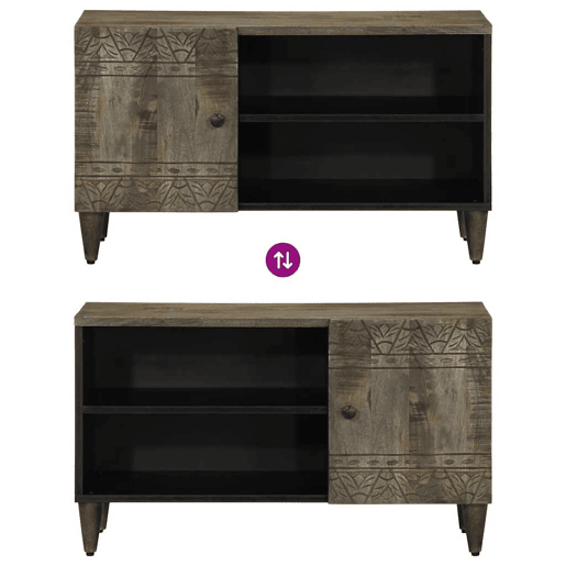 Móvel TV - Modulo de TV - Armário de TV cinzento claro 80x31,5x46 cm madeira mangueira maciça Móvel TV - Modulo de TV - Armário de TV cinzento claro 80x31,5x46 cm madeira mangueira maciça