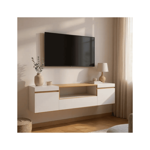 Móvel TV de parede Kavos Blanco - Roble Nude 203 x 45 x 34,6 cm
