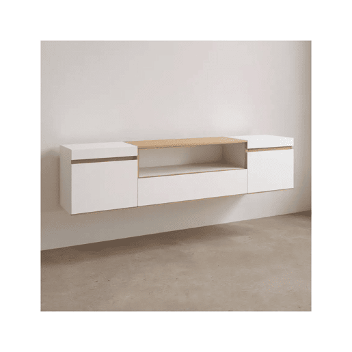 Móvel TV de parede Kavos Blanco - Roble Nude 203 x 45 x 34,6 cm