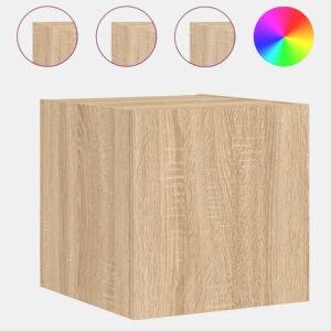 Móvel de parede p TV - Armário de TV c luzes LED 30,5x35x30cm carvalho sonoma