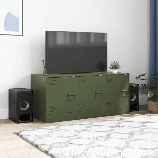 Móvel de TV - Modulo de TV - Armário de TV 99x39x44 aço verde azeitona