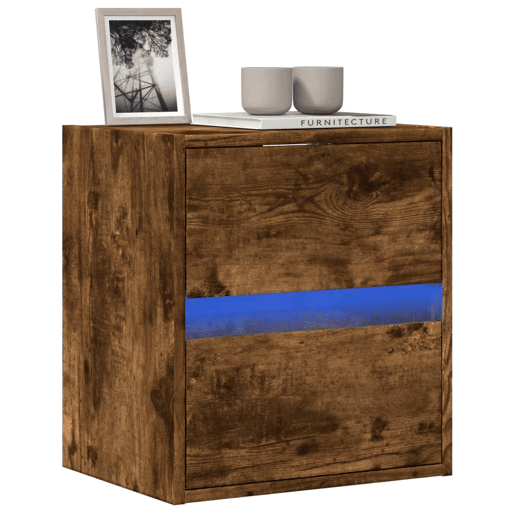 Móvel de parede p TV - Armário de TV c luzes LED 41x31x45 cm carvalho fumado
