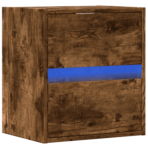Móvel de parede p TV - Armário de TV c luzes LED 41x31x45 cm carvalho fumado