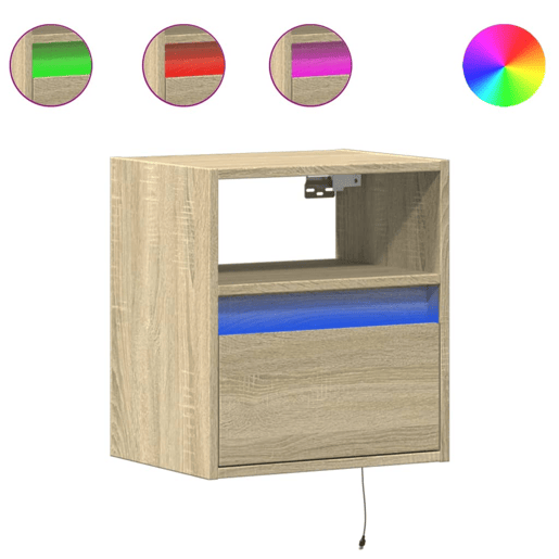 Móvel de parede p TV - Armário de TV c luzes LED 41x31x45 cm carvalho sonoma