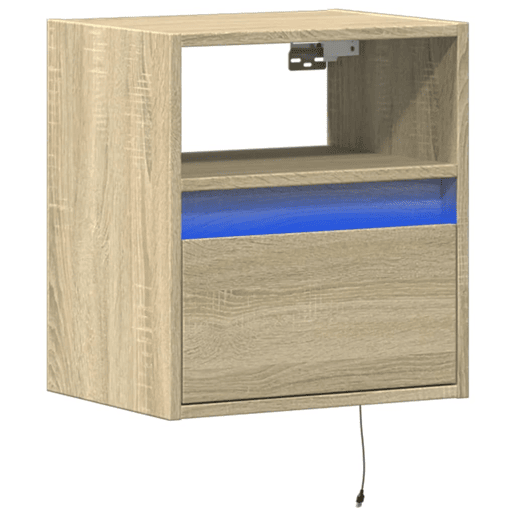 Móvel de parede p TV - Armário de TV c luzes LED 41x31x45 cm carvalho sonoma