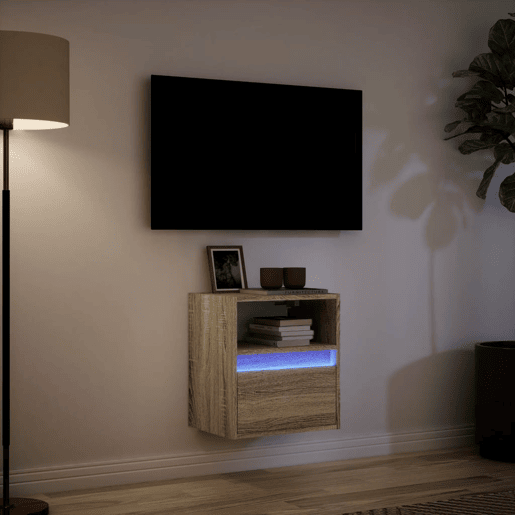 Móvel de parede p TV - Armário de TV c luzes LED 41x31x45 cm carvalho sonoma