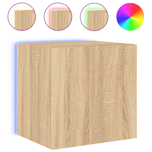 Móvel de parede p TV - Armário de TV c luzes LED 40,5x35x40cm carvalho sonoma