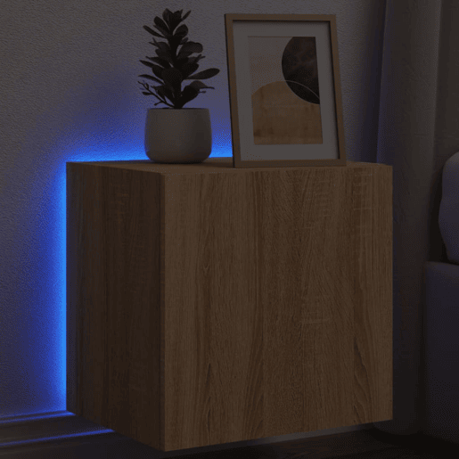 Móvel de parede p TV - Armário de TV c luzes LED 40,5x35x40cm carvalho sonoma