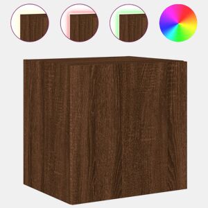 Móvel parede p TV - Armário TV c luzes LED 40,5x35x40 cm carvalho castanho