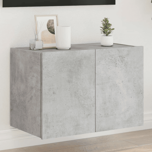 Móvel de parede p TV - Armário de TV c luzes LED 60x35x41 cm cinza cimento