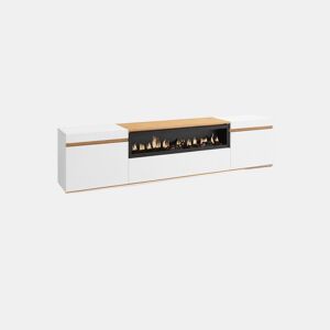 Mueble TV Kavos Wall con chimenea Blanco - Roble Nude 203 x 45 x 34,6 cm