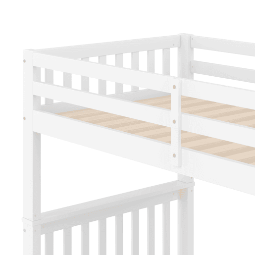 Litera 90x200 cm - com estante em escada, cama extraível, grades altas, certificação EN747-1 - branco