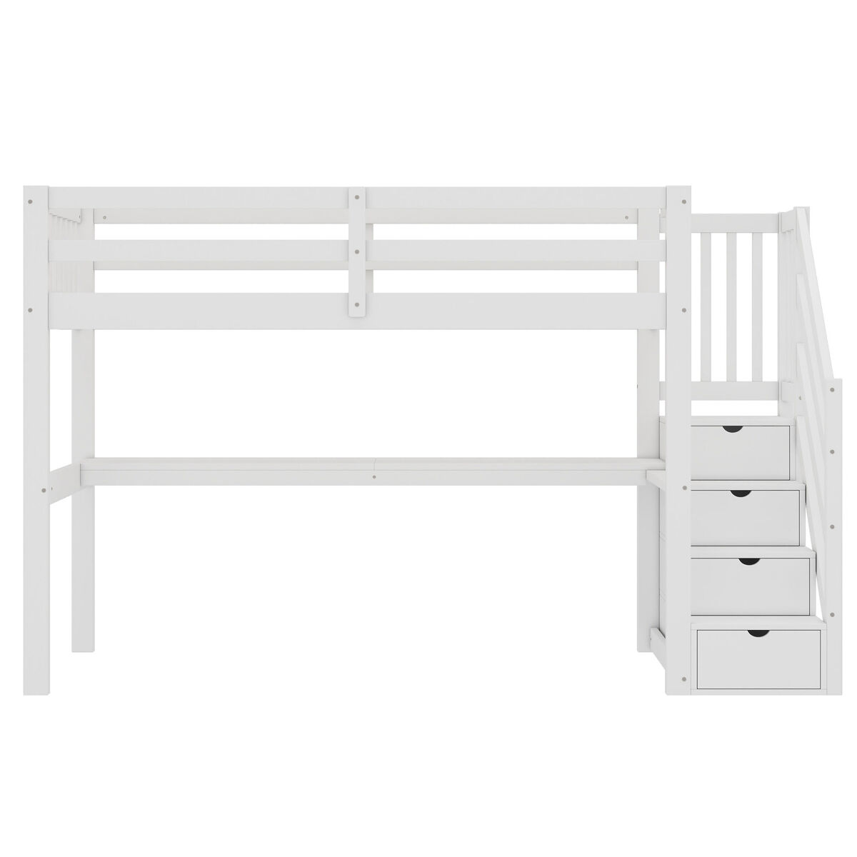 cama alta 90x200 cm - cama infantil con cajones de almacenamiento y escritorio bajo la cama - blanco