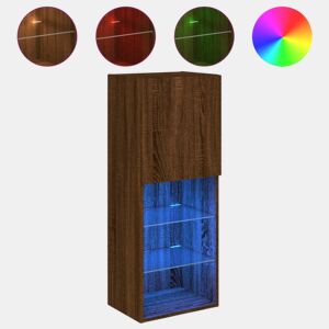 Móvel de TV - Modulo de TV - Armário de TV com luzes LED 40,5x30x102 cm carvalho castanho
