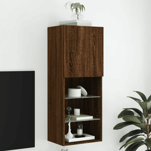 Móvel de TV - Modulo de TV - Armário de TV com luzes LED 40,5x30x102 cm carvalho castanho Móvel de TV - Modulo de TV - Armário de TV com luzes LED 40,5x30x102 cm carvalho castanho