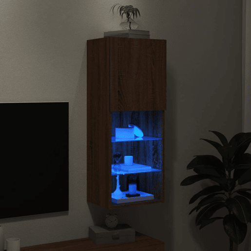 Móvel de TV - Modulo de TV - Armário de TV com luzes LED 40,5x30x102 cm carvalho castanho Móvel de TV - Modulo de TV - Armário de TV com luzes LED 40,5x30x102 cm carvalho castanho